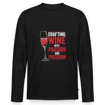 Faire du vin avec passion - T-shirt manches longues Premium bio Homme - noir - Devant - Nico (187cm)