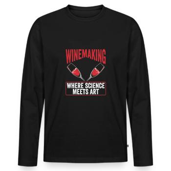 La vinification, là où la science - T-shirt manches longues Premium bio Homme - noir - Devant - Nico (187cm)