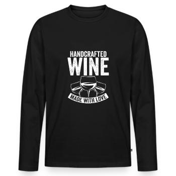 Vin fait à la main - T-shirt manches longues Premium bio Homme - noir - Devant - Nico (187cm)