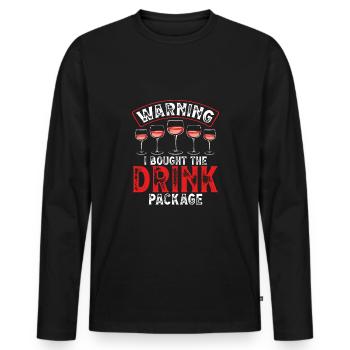 J’ai acheté le paquet boisson - T-shirt manches longues Premium bio Homme - noir - Devant - Nico (187cm)