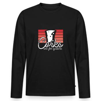 Les bouchons sont pour les décrocheurs - T-shirt manches longues Premium bio Homme - noir - Devant - Nico (187cm)