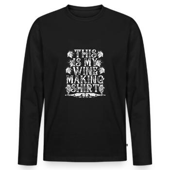Das ist mein Hemd für die Weinherstellun - Männer Premium Bio Langarmshirt - Schwarz - Vorne - Nico (187cm)