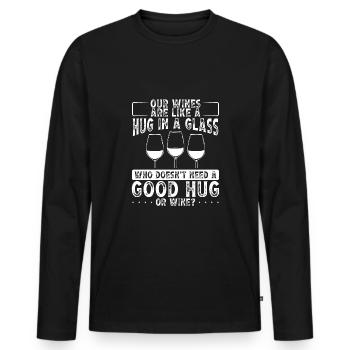 Unsere Weine Sind Wie Eine Umarmung Im - Männer Premium Bio Langarmshirt - Schwarz - Vorne - Nico (187cm)