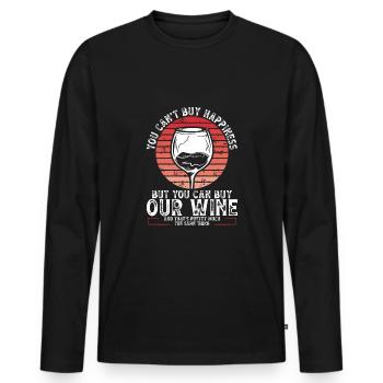 Glück Kann Man Nicht Kaufen Außer Wein - Männer Premium Bio Langarmshirt - Schwarz - Vorne - Nico (187cm)