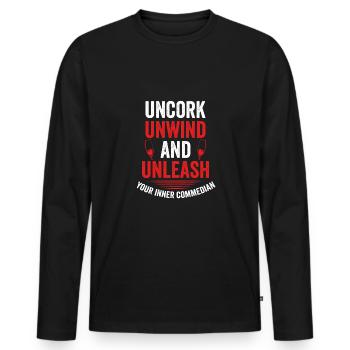 Entkorken, Entspannen Und Entfesseln - Männer Premium Bio Langarmshirt - Schwarz - Vorne - Nico (187cm)
