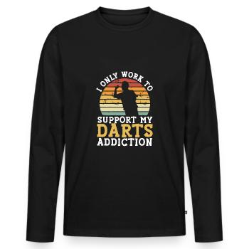 Soutenir ma dépendance aux fléchettes - T-shirt manches longues Premium bio Homme - noir - Devant - Nico (187cm)
