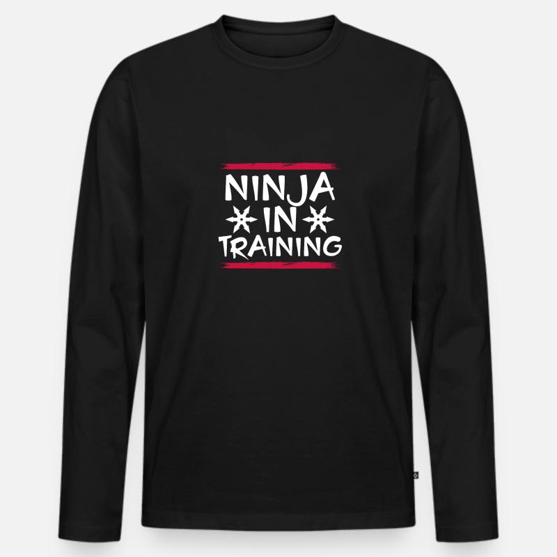 Ninja Im Training - Männer Premium Bio Langarmshirt - Schwarz