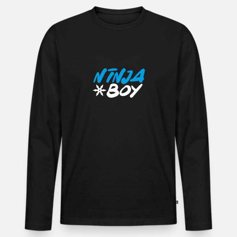 Blauer Ninja junge - Männer Premium Bio Langarmshirt - Schwarz