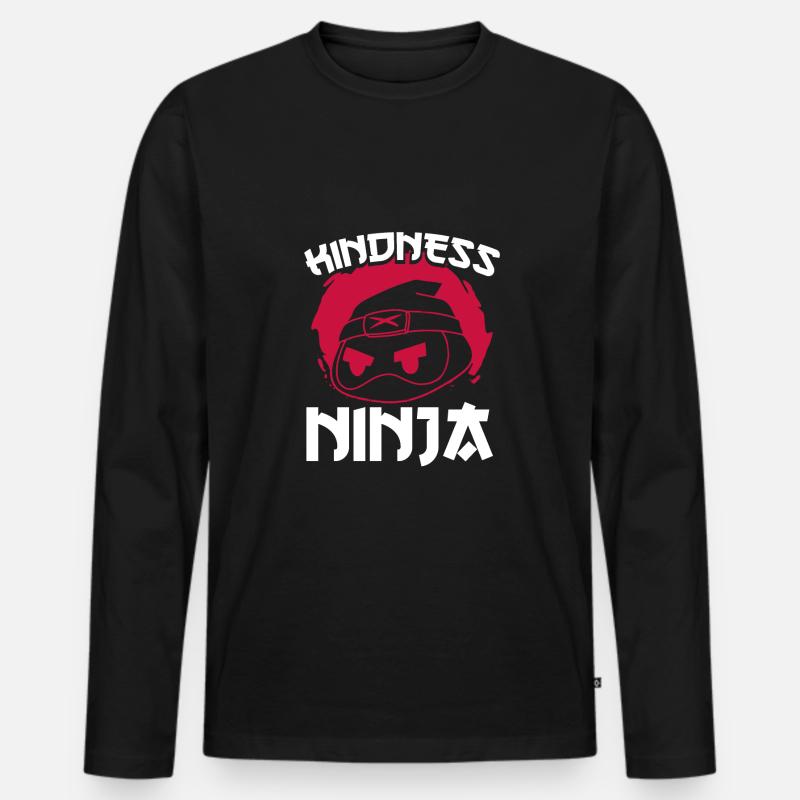 Freundlichkeit Roter Ninja - Männer Premium Bio Langarmshirt - Schwarz