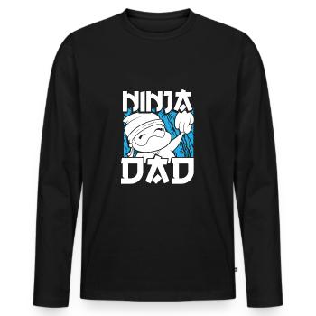 Papa ninja mignon - T-shirt manches longues Premium bio Homme - noir - Devant - Nico (187cm)