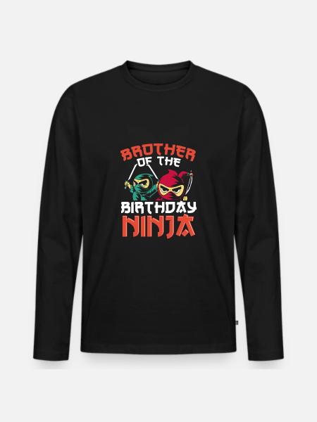 Frère du ninja d’anniversaire - T-shirt manches longues Premium bio Homme - noir
