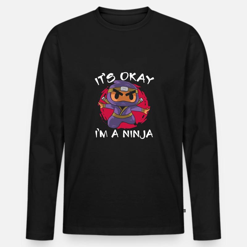 Starker Süßer Ninja - Männer Premium Bio Langarmshirt - Schwarz