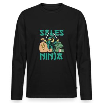 Money Selling Ninja - Men's Premium Organic Long Sleeve Shirt - black - Front - Nico (187cm)