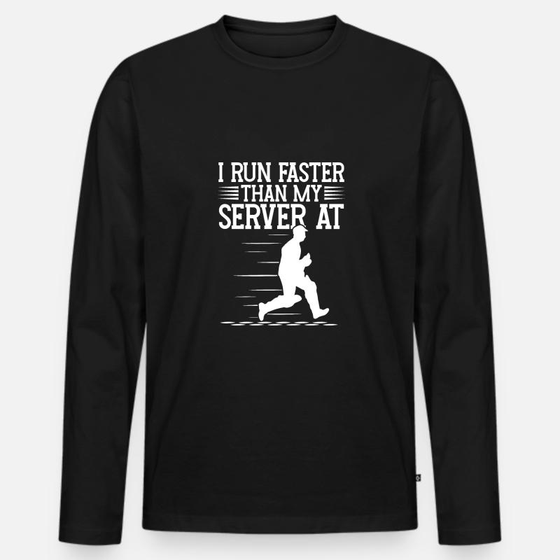 Ich Laufe Schneller Als Mein Server Bei - Männer Premium Bio Langarmshirt - Schwarz