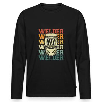 Casque de soudeur de style rétro - T-shirt manches longues Premium bio Homme - noir - Devant - Nico (187cm)