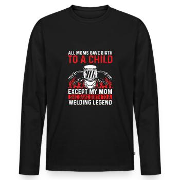 Mamas Schweißlegende - Männer Premium Bio Langarmshirt - Schwarz - Vorne - Nico (187cm)