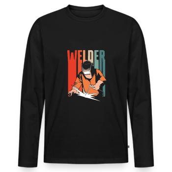 Soudeur Dans le style vintage - T-shirt manches longues Premium bio Homme - noir - Devant - Nico (187cm)