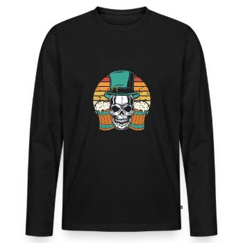 Irish Skull Retro - Men's Premium Organic Long Sleeve Shirt - black - Front - Nico (187cm)