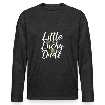 Petit gars heureux - T-shirt manches longues Premium bio Homme - anthracite chiné - Devant - Nico (187cm)