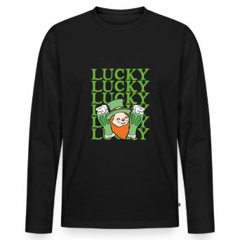 Lucky dwarf - Men's Premium Organic Long Sleeve Shirt - black - Front - Nico (187cm)