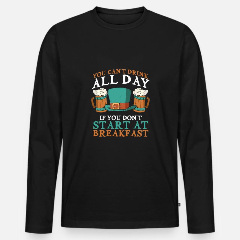 Beginnen Sie Mit Einem Getränk - Männer Premium Bio Langarmshirt - Schwarz