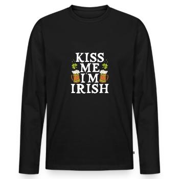 Kiss me, I'm Irish - Men's Premium Organic Long Sleeve Shirt - black - Front - Nico (187cm)