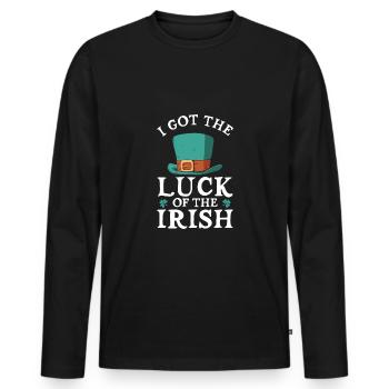I have the luck of the Irish - Men's Premium Organic Long Sleeve Shirt - black - Front - Nico (187cm)