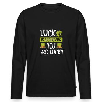 Luck believes you - Men's Premium Organic Long Sleeve Shirt - black - Front - Nico (187cm)