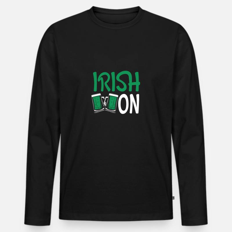 Irisches Bier An - Männer Premium Bio Langarmshirt - Schwarz