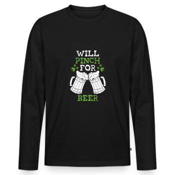 Pinch yourself for two beers - Men's Premium Organic Long Sleeve Shirt - black - Front - Nico (187cm)