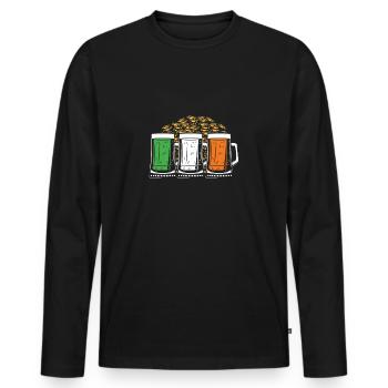 Irish beer with gold - Men's Premium Organic Long Sleeve Shirt - black - Front - Nico (187cm)