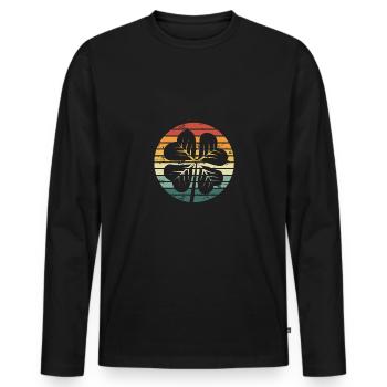 Retro vintage of the shamrock - Men's Premium Organic Long Sleeve Shirt - black - Front - Nico (187cm)