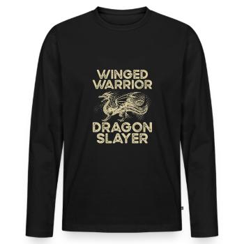 Winged Warrior Dragon Slayer - Men's Premium Organic Long Sleeve Shirt - black - Front - Nico (187cm)