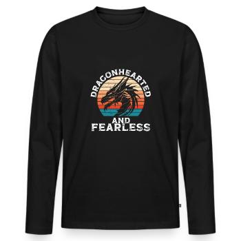 Cœur de dragon et intrépide - T-shirt manches longues Premium bio Homme - noir - Devant - Nico (187cm)