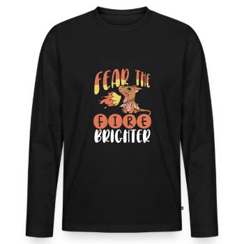 Fear the dragon fire brighter - Men's Premium Organic Long Sleeve Shirt - black - Front - Nico (187cm)