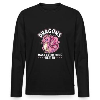 Drachen Machen Alles Besser - Männer Premium Bio Langarmshirt - Schwarz - Vorne - Nico (187cm)