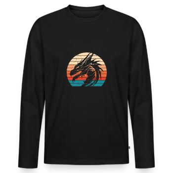 Drachen Sonnenuntergang - Männer Premium Bio Langarmshirt - Schwarz - Vorne - Nico (187cm)