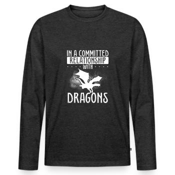 Relationship with dragons - Men's Premium Organic Long Sleeve Shirt - heather anthracite - Front - Nico (187cm)