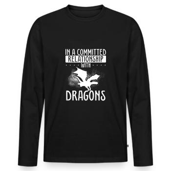 Beziehung Zu Drachen - Männer Premium Bio Langarmshirt - Schwarz - Vorne - Nico (187cm)