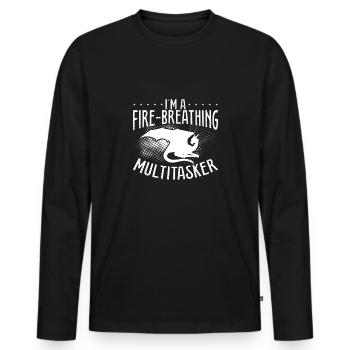 Ich Bin Ein Feuerspeiender Multitasker - Männer Premium Bio Langarmshirt - Schwarz - Vorne - Nico (187cm)