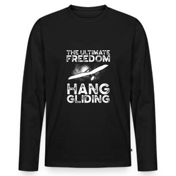 Die Ultimative Freiheit - Männer Premium Bio Langarmshirt - Schwarz - Vorne - Nico (187cm)