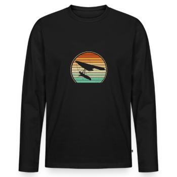 Drachenfliegen Retro Sonne - Männer Premium Bio Langarmshirt - Schwarz - Vorne - Nico (187cm)