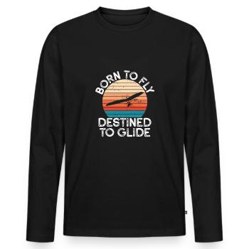 Zum Fliegen Geboren, Zum Gleiten - Männer Premium Bio Langarmshirt - Schwarz - Vorne - Nico (187cm)