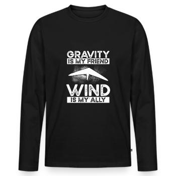 Die Schwerkraft Ist Mein Freund - Männer Premium Bio Langarmshirt - Schwarz - Vorne - Nico (187cm)