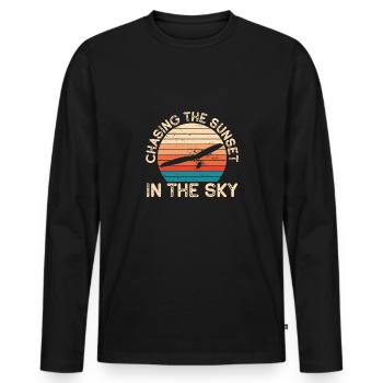 À la recherche du coucher de soleil le - T-shirt manches longues Premium bio Homme - noir - Devant - Nico (187cm)