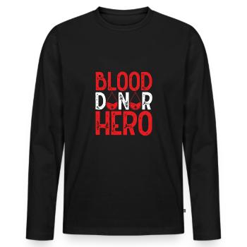 Blutspender-held - Männer Premium Bio Langarmshirt - Schwarz - Vorne - Nico (187cm)