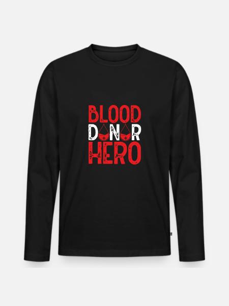 Blutspender-held - Männer Premium Bio Langarmshirt - Schwarz