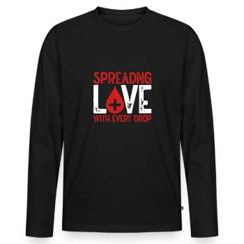 Mit Jedem Tropfen Liebe Verbreiten - Männer Premium Bio Langarmshirt - Schwarz - Vorne - Nico (187cm)