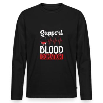 Unterstützung Blutspende - Männer Premium Bio Langarmshirt - Schwarz - Vorne - Nico (187cm)