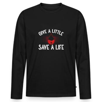 Geben Sie Ein Wenig, Um Ein Leben Zu - Männer Premium Bio Langarmshirt - Schwarz - Vorne - Nico (187cm)